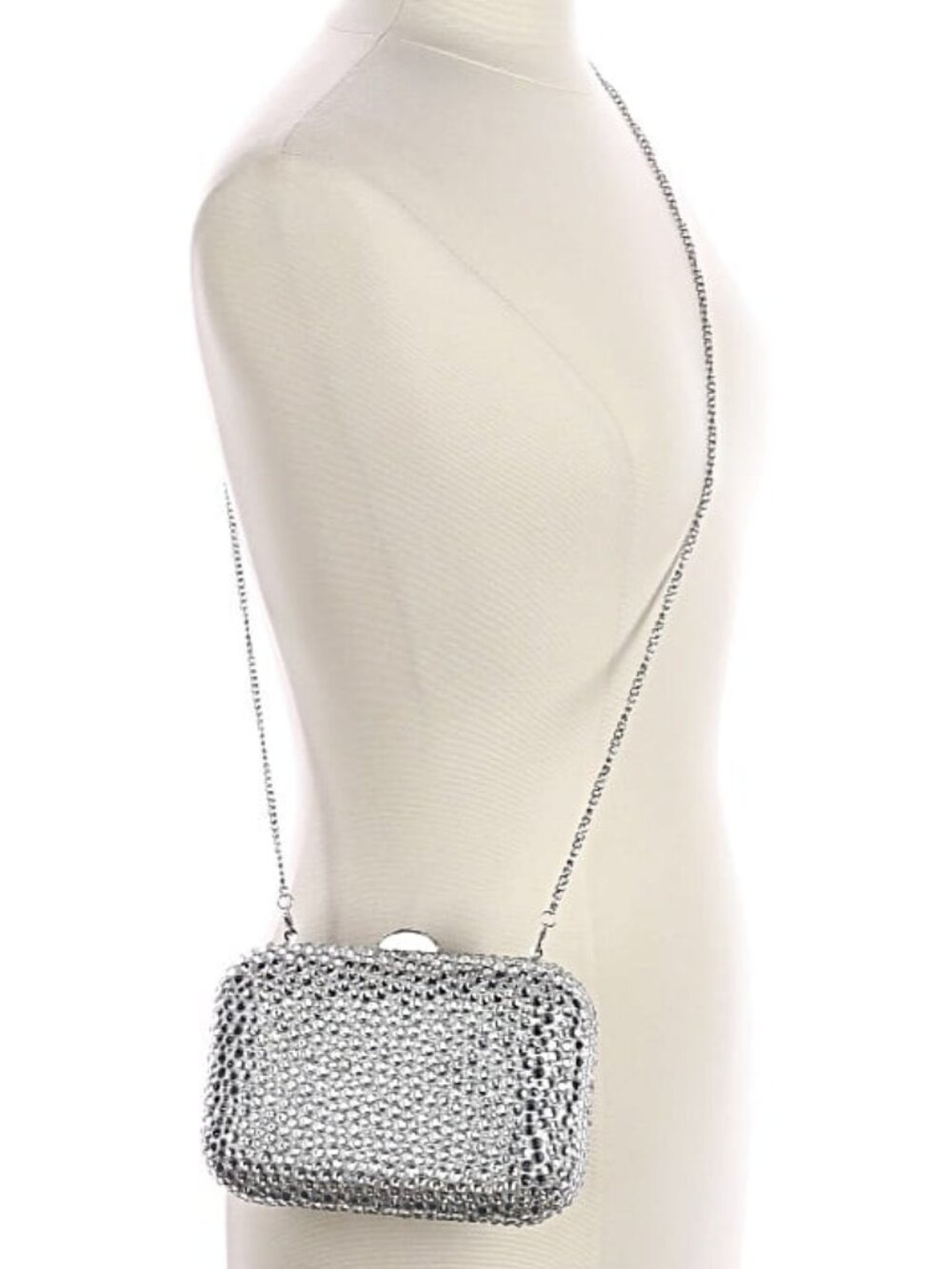 💥SHOWSTOPPER!💥OLGA BERG CASEY HOT FIX CLUTCH / SHOULDER BAG in SILVER - Picture 15 of 16